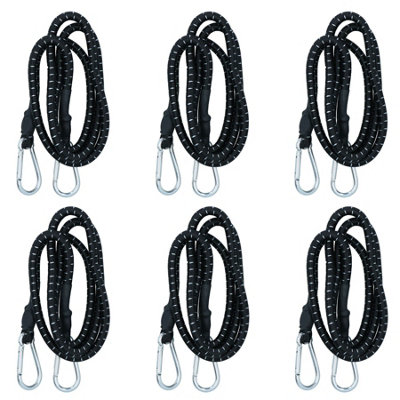 60" Bungee Strap with Metal Carabiners Hook Tie Down Fastener Holder 6pc