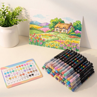 60 Colour Water Based Acrylic Paint Marker Set Quick Drying Waterproof ...