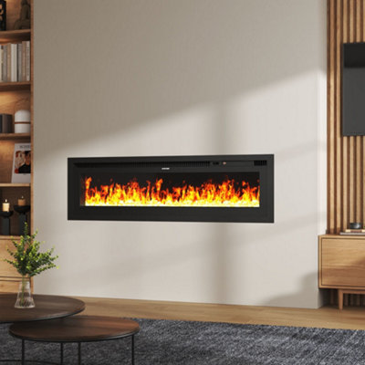 60 inch electric fireplace with remote control, Inset or freestanding ...