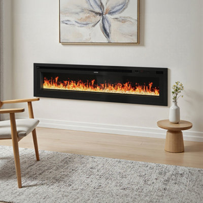 60 inch electric fireplace with remote control, Inset or freestanding ...