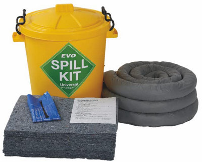 60 Litre EVO Recycled Spill Kit in a Drum - Suitable for Hydraulics, Oils, Coolant, Fuels and Mild Ac'ds