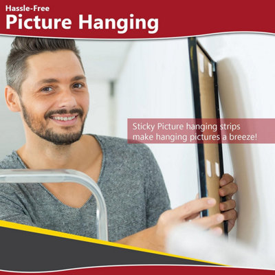 60 Pairs Picture Hanging Strips Heavy Duty Frame Adhesive Strips Wall Hang Stickers Damage Free No Nails or Tools Mounting Tapes