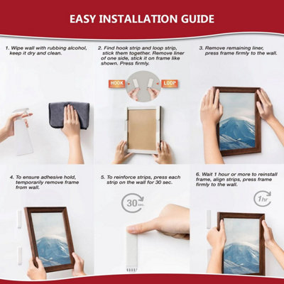 60 Pairs Picture Hanging Strips Heavy Duty Frame Adhesive Strips Wall Hang Stickers Damage Free No Nails or Tools Mounting Tapes