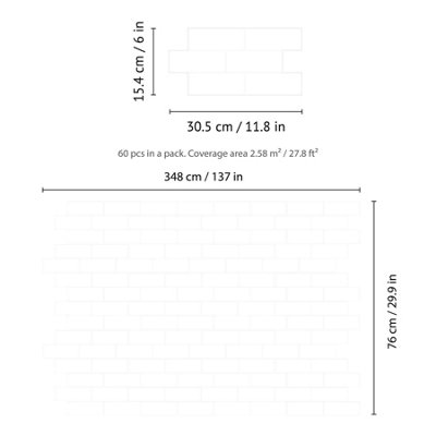 60 Pieces 30.5 x 15.4 cm 3D Tile Stickers Pure White Glossy - 5