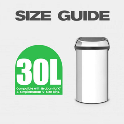 60 Snug Fit Bin liners 30L Drawstring Handle Bin Bags - Compatible with G' Size Bins - 5