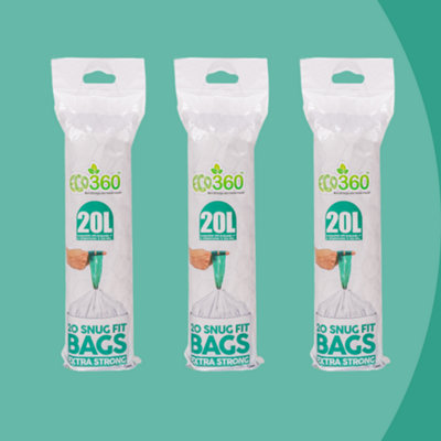 30 Snug Fit Bin liners 50-60L Drawstring Handle Bin Bags - Compatible with  H' & P' Size Bins