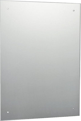 60 x 45cm Rectangle Frameless Bathroom Mirror with Pre-drilled Holes and Wall Hanging Fittings