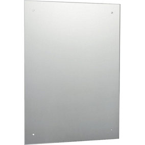 60 x 45cm Rectangle Frameless Bathroom Mirror with Pre-drilled Holes and Wall Hanging Fittings