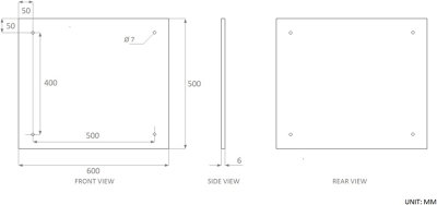 60 x 50cm Clear Glass Kitchen Splashback Splatter Screen Pre Drilled Holes Wall Hanging Fixings Included