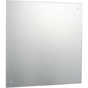 60 x 60cm Square Frameless Bathroom Mirror with Pre-drilled Holes and Wall Hanging Fittings