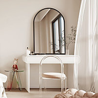 60 x 90cm Arched Wall Mounted Mirror Home Decorative Bathroom Bedroom Living Room (Black)