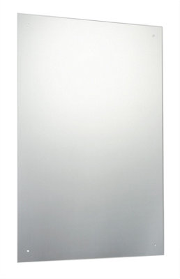 60 x 90cm Rectangle Frameless Bathroom Mirror with Pre-drilled Holes and Wall Hanging Fittings