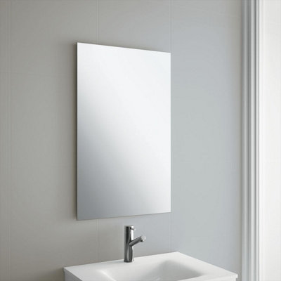 60 x 90cm Rectangle Frameless Bathroom Mirror with Wall Hanging Fittings