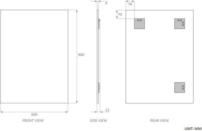 60 x 90cm Rectangle Frameless Bathroom Mirror with Wall Hanging Fittings