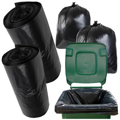 60 x Black Wheelie Bin Liners 240L Large Capacity Refuse Sacks For Outdoor Bins