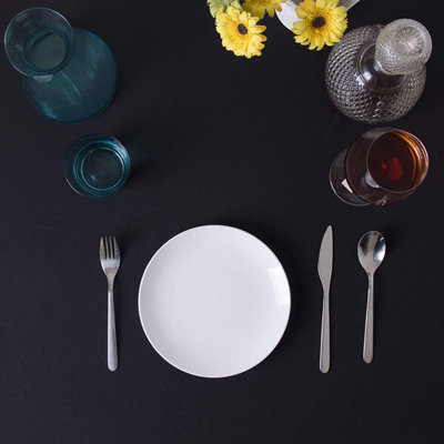 60 x102 Inch Linen Tablecloth, Premium Polyester Dining Table Cover, Black