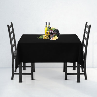 60 x102 Inch Linen Tablecloth, Premium Polyester Dining Table Cover, Black