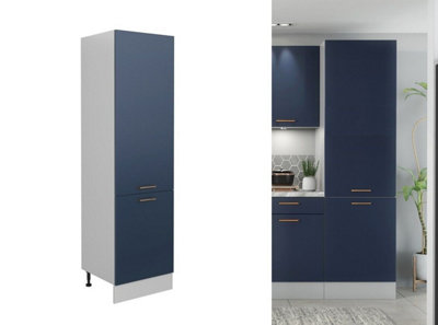 600 Kitchen Larder Cabinet Tall Pantry Unit 60cm Cupboard Navy Blue Copper Nora