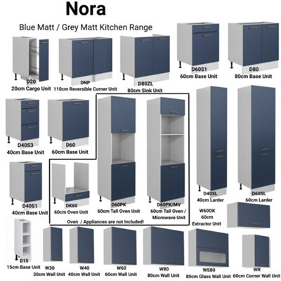 600 Kitchen Oven Housing Unit Cabinet 60cm Cupboard Grey / Navy Blue ...