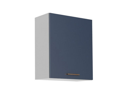 600 Kitchen Wall Unit 60cm Cabinet Navy Dark Blue Soft Close Copper Handle Nora