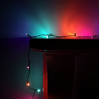 600 LED 60m Premier Christmas Indoor Outdoor Multi Function Battery Operated String Lights with Timer in Rainbow