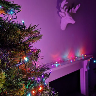 600 LED 60m Premier Christmas Indoor Outdoor Multi Function Battery Operated String Lights with Timer in Rainbow