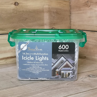600 LED Multifunction Pastel Icicle Indoor Outdoor Christmas Lights