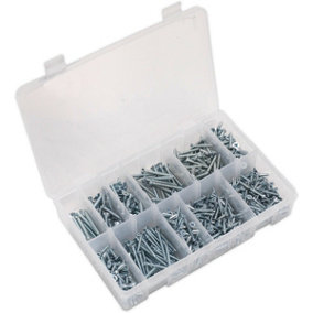600 PACK Self Tapping Screw Assortment - Countersunk Pozi - Various Sizes