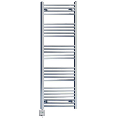 600 x 1400 mm Chrome Electric Bathroom Heated Towel Rail Thermostatic Warmer Radiator Digital Controller KTX3 Timer