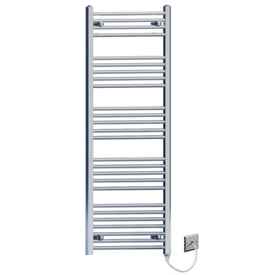 600 x 1400mm Flat and Curved Chrome Electric Pre-Filled Heated Towel Rail Radiator For Bathroom Designer Standard Element