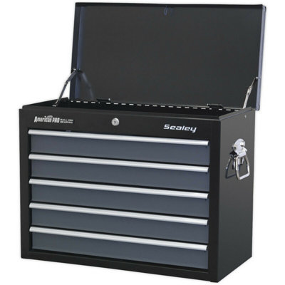 600 x 305 x 470mm BLACK 5 Drawer Topchest Tool Chest Lockable Storage Cabinet