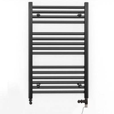 600 x 800 mm Black Dual Fuel Electric Radiator Bathroom Towel Rail Radiator With Standard Electric Element
