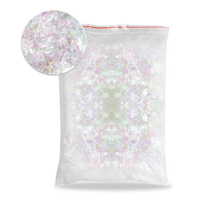 H4H 100 Grams Iridescent Artificial Snow Flakes Christmas Party Decoration Fake Snow Confetti For Tree Table Crafts And Displays