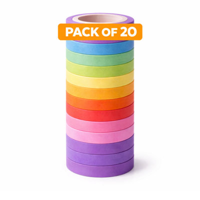 H4H Rainbow Washi Decorative Tape Set 20 Rolls Colourful Sticky Paper Masking Tape For Crafts Gift Wrap Journals And Diy Projects from B&Q