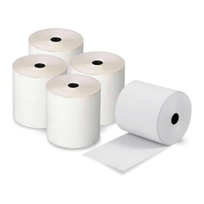 B&Q -  60 Roll 80 X 80 Thermal Paper Till Rolls For Cash Register Pos And Credit Card Machine With Red Warning Strip For Receipt Printing