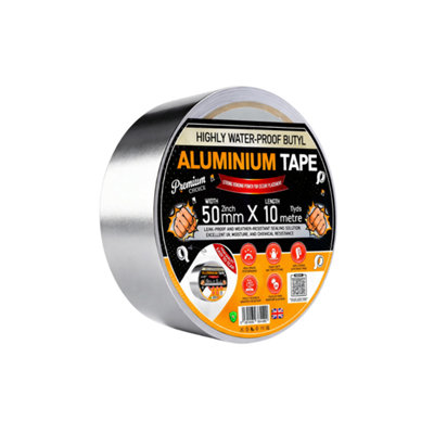 H4H 2 Pack Aluminium Tape 50mm X 10M Heat Resistant Silver Metal Tape Strong Adhesive For Insulation Duct Sealing And Repairs from B&Q