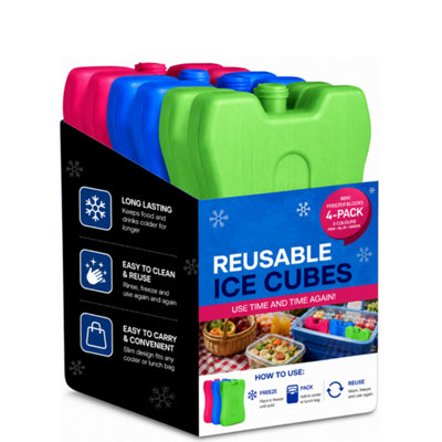 H4H 16Cm Freezer Blocks Pack Of 4 Reusable Ice Packs For Coolers Picnic Bags Travel Beach Hiking And Outdoor Trips