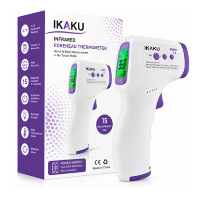 iKaku Non Contact Infrared Forehead Thermometer For Adults Kids And Babies Digital Temperature Gun With Fever Alarm Instant Reading Room