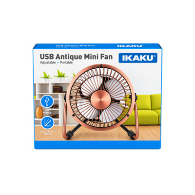 Ikaku Usb Antique Mini Desk Fan Adjustable Portable Usb Powered Cooling Fan For Home Office Bedroom And Study