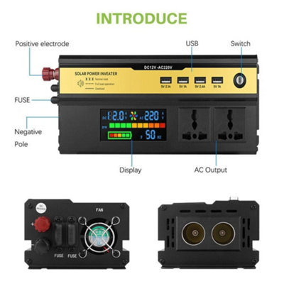 Xkjzeasyshop 8000W Power Inverter – DC 12V To AC 110V Modified Sine Wave, Solar Ready