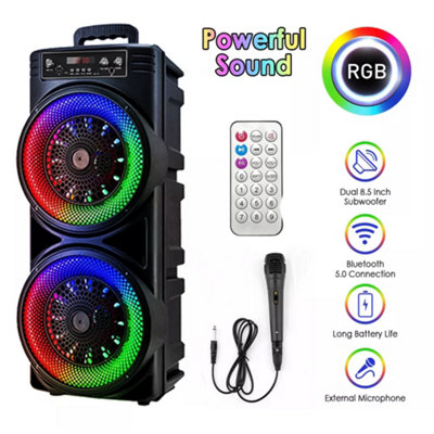 6000W Portable Bluetooth Speaker Sub Woofer Heavy Bass Sound System Party Mic UK
