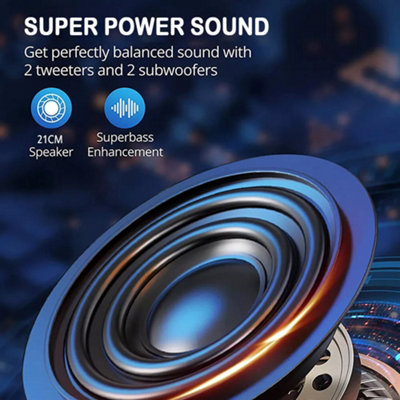 6000W Portable Bluetooth Speaker Sub Woofer Heavy Bass Sound System Party Mic UK