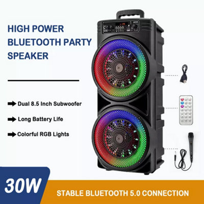 6000W Portable Bluetooth Speaker Sub Woofer Heavy Bass Sound System Party Mic UK