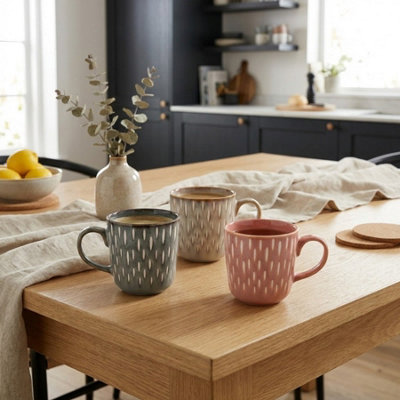 Garden Greatness Textured Stoneware Glazed Mug Trio from B&Q