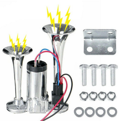 LOUD 6 TRUMPET 10TUNE MUSICAL AIR HORN W/WIRED REMOTE 12V CHROME PLATED VXH6810C - Foto 12