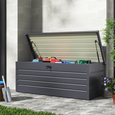 600L Outdoor Metal Garden Furniture Storage Box with Twist Grip Lock