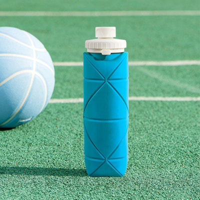 600ml Collapsible Silicone Water Bottle for Travel Gym Blue