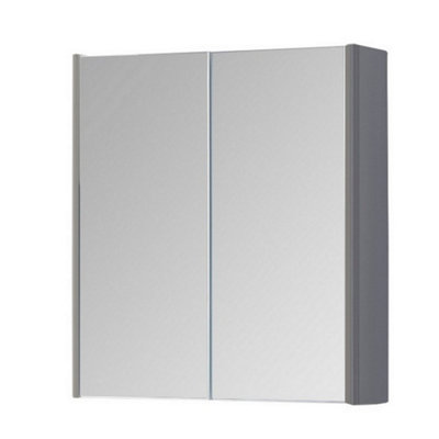 600mm 2 Door Bathroom Mirror Cabinet- Basalt Grey- (Choice) | DIY At B&Q