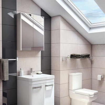 600mm 2 Door Bathroom Mirror Cabinet- Basalt Grey- (Choice)
