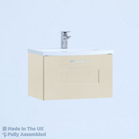 600mm Curve 1 Drawer Wall Hung Bathroom Vanity Basin Unit (Fully Assembled) - Cartmel Woodgrain Mussel